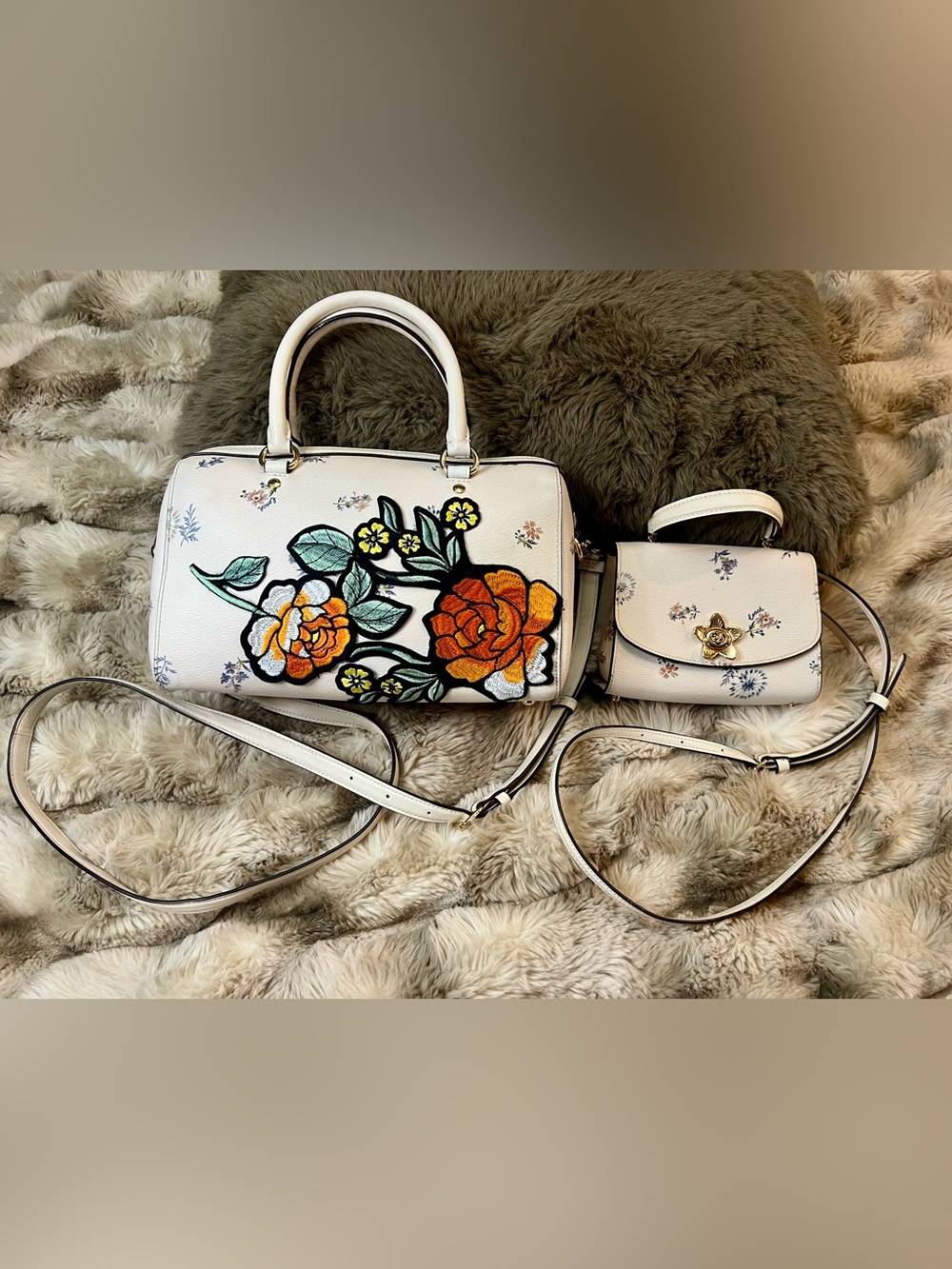 Coach Rowan & Micro Tilly Top Satchels in Dandelion Print (MSRP $796)